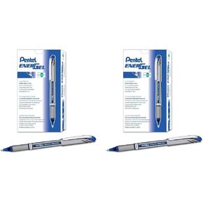 قلم حبر جل Pentel EnerGel NV، (0.7 مم)، غطاء بنقطة متوسطة، طرف معدني، حبر أزرق، صندوق من 12 (BL27-C)