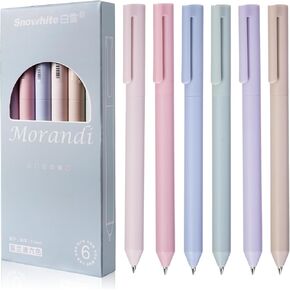 EYEYE Retractable Gel Pens, 6 Pack Aesthetic Morandi Color Black Ink, Quick Dry 0.5mm ST Fine Point Rolling Ball Gel Pens Smooth Writing for School Office Home Supplies, Gifts for Women and Men