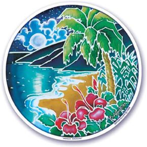 Mandala Arts Colorful Decal Window Sticker - 4.5" Double Sided -"Maui Moon" by Bryon Allen (S12)