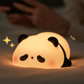 PLUWEL Panda Night Light for Kids,Cute LED Lamps for Teen Girls Bedroom,Clap Control Brightness,Timer Auto Shutoff, Silicone Animal Lights - Gifts for Children Toddler in Kuwait