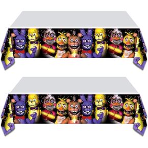 GeRRiT 2pc Party Tablecloth for Five Nights at Freddy's, Birthday Party Decoration Supplies for Five Nights at Freddy's (70" x 42")