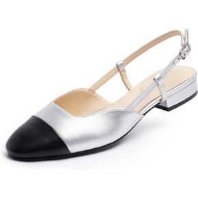Cusolemore Slingback Flat Heels for Women, Cape Toe Flat Shoes, Low Heel Dress Shoes, Slingback Pumps for Women, Mules with Strap