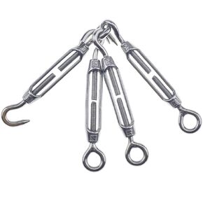 IETFULL Turnbuckles Hook and Eye, M4 4Pack 304 Stainless Steel Turnbuckle Wire Rope Tensioner for Aircraft Cable and Galvanized