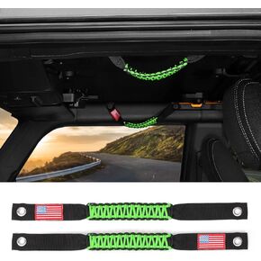 RAZPOY for Bronco Roll Bar Grab Handles Premium Paracord Grips Handle for Ford Bronco Accessories 2021 2022, USA Flag(2 Pack, Black)