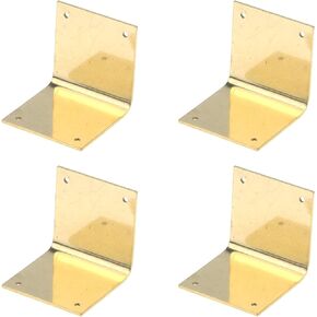 Quluxe 4 Pcs Pure Brass 90 Degree Right Angle Corner Protector Corner Braces Camphorwood Box Corner Code Antique Edge Cover, Copper (1.18"x1.18")