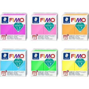 FIMO Staedtler Soft Polymer Oven Modelling Clay - Neon Effect - Set of 6