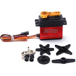 GoolRC 20KG Digital Servo, 2PCS High Torque Stainless Steel Gear Servo with 25T Servo Arm for 1/8 1/10 RC Car, Control Angle 180°