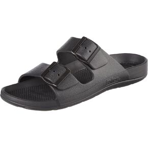 totes Men's Everywear Adjustable Double Buckle Slide Sandal