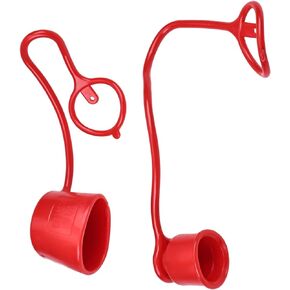 Chamixx 1/4'' ISO-B 5675 7241 AG Hydraulic Coupler Male Female Dust Cap and Plug Cover Kit Compatible with AG style Hydraulic Quick Connect Coupling Red Cap Retention Ring Attached to Hose
