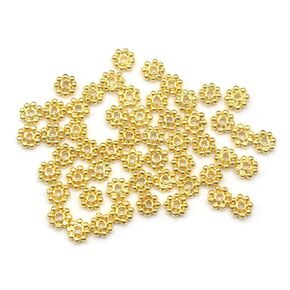 4mm Gold Vermeil Daisy Spacers, 50 x 4mm 22 Karat Gold Plated Solid Sterling Silver Spacer beads