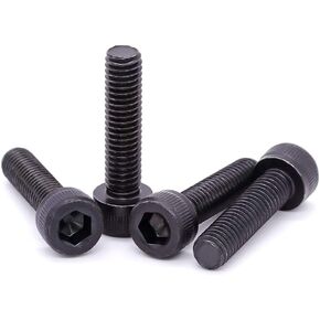 M6-1.0 × 30 مم (25 قطعة) براغي غطاء رأس المقبس، 12.9 درجة من سبائك الصلب، لمسة نهائية من أكسيد الأسود، خيط كامل، خيط خشن UNC، محرك ألين سداسي in Kuwait