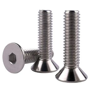#10-24 x 1-1/4" Flat Head Countersunk Screws Hex Socket Cap Bolts, 304 Stainless Steel 18-8, Full Machine Thread, Pack of 50