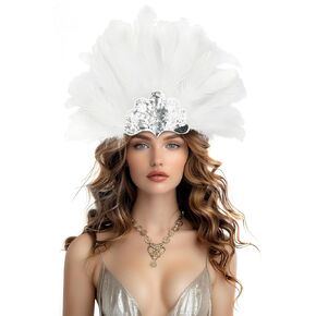 Black Feather Sequin Headwear Carnival Headpiece Showgirl Cosplay Accessories for Women