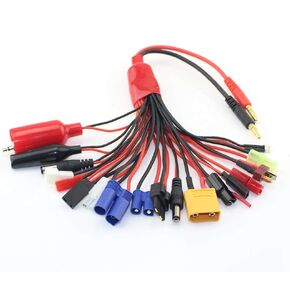 RC Convert Cable 19 in 1 RC Charger Splitter Cable lipo Battery Adapter 19 in 1 Octopus Convert Cable RC Lipo Battery Charger to JST/FUTABAS/T-Plug/XT90/EC3/EC5/TAMIYAS/for Quadcopter Car … …
