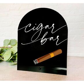 1801&Co. Wedding Event Acrylic Cigar and Whiskey Bar Table Sign 8"x10", Wedding Favor Table Bachelor Party 50th birthday 40th bar display sign, event decor, Black Arch Acrylic Sign with Stand
