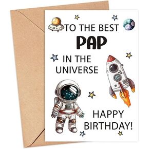 QPTADesignGift بطاقة عيد ميلاد الفضاء لباب - أفضل باب في الكون - بطاقة عيد ميلاد باب من الابن - الابنة - الطفل - عيد ميلاد 30 و40 و50 و60 - هدية عيد ميلاد سعيد باب in Kuwait