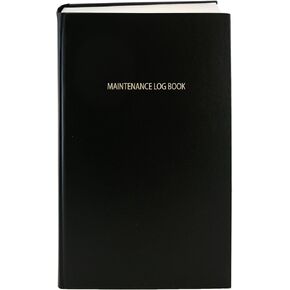 دفتر سجل صيانة BookFactory - 120 صفحة 8 × 10 بوصة غطاء جلدي أسود مقلد مخيط بشكل متين (LOG-120-SCS-A-LKT30-(الصيانة))