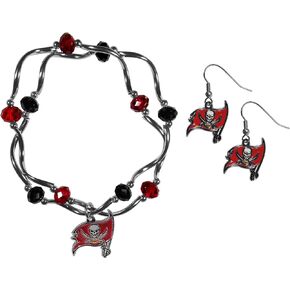 Siskiyou NFL womens Dangle Earrings and Crystal Bead Bracelet Set