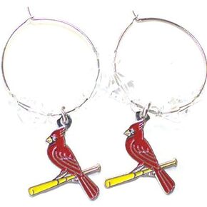 MLB Licensed Clear Bead Hoop Dangle Earrings (St. Louis Cardinals)