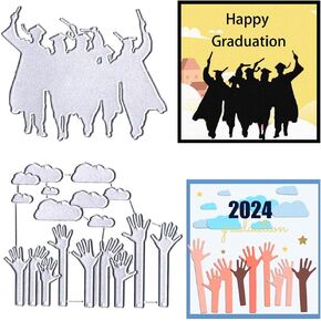 14pcs Graduation 2024 Words Die Cuts for Card Making, Graduation Hat Cutting Dies Congrats Grad Class of 2024 You Did It Dies for Paper Craft DIY Decor Card Making Scrapbooking Paper Album Stamp
