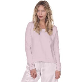 PJ Harlow Women's Rib Knit Long Sleeve Scoop Neck Sweatshirt with Banded Bottom