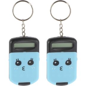 2pcs Mini Calculator Keychain Portable Cute Cartoon Calculator Electronic Pocket Calculator with Key Ring for Students Supplies Key Decor (Black)