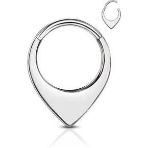 Agrewd Minimalist Teardrop G23 Solid Titanium Septum Rings 16G Septum Jewelry Dainty Helix Daith Earrings for Women 8/10MM Daith Piercing Jewelry Surgical Steel
