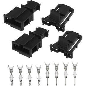 eMagTech 2 Sets 2 Pin Connector Plug Repair Kit Male & Female Plug with Terminals 3B0972712 3B0972702 Automotive Wiring Harness Plug Accessories