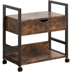 TigerDad Mobile Printer Stand with Storage Drawer, Utility Carts with Wheels, File Cabinet Workspace Desk Organizer Shelf for Home Office