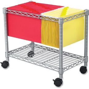 Safco Rolling Cart, Fits Letter and Legal-Size Hanging Folders, Mobile File Storage, Steel, Black