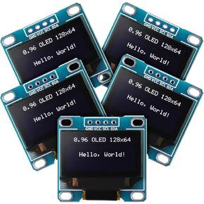 Weewooday 5 Pieces 0.96 Inch OLED Module 12864 128x64 Driver IIC I2C Serial Self-Luminous Display Board Compatible with Arduino/Raspberry PI(Blue)