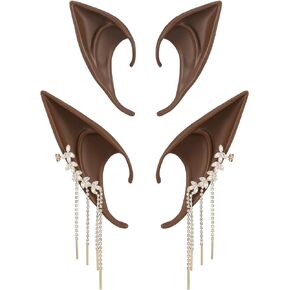 Fairy Elf Ears for Women - Golden Metal Elf Ear Cuffs Clip Set Cosplay