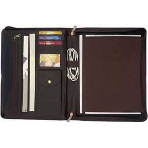 Honeymoon Resume Zippered Padfolio Folder for A4 Letter Size Notepad,Tablet Case for iPad Pro 11 Inch (2022/2021/2020),Custom Leather Portfolio Folder for Men/Women, Corporate Gift,G002-Brown