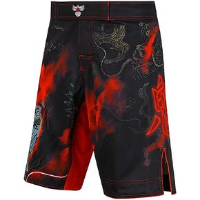 Raven Fightwear Men's Cybernetic Oni and Dragon MMA Shorts BJJ Black