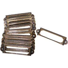 LGEGE 30pcs Brozen Tone Office Library File Drawer Tag Antique Style Label Holder (70mmx33mm)