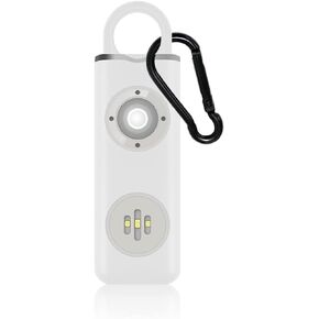 إنذار شخصي بصوت آمن، 130 ديسيبل بصوت عالٍ لأغنية صفارة الإنذار لحالات الطوارئ مع ضوء LED SOS SOS وحلقة تسلق وكابل شحن وصفارة أمان الصوت للنساء والرجال والأطفال وكبار السن (أبيض) in Kuwait