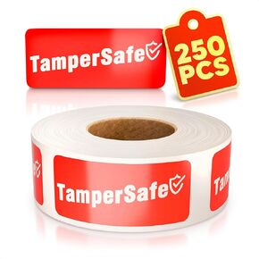 Custom Labeling - TamperSafe Tape - Tamper-Evident Label/Seal/Sticker for Food Container (1 x 3 inches) (Red) - 250/Roll