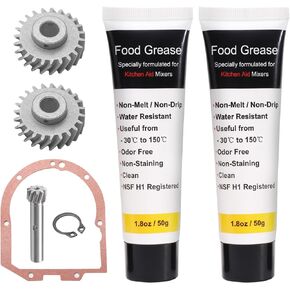 W10112253 & 240210-2 Mixer Worm Gear & Food Grade Grease for Whirlpool & KitchenAid Stand Mixer, Replaces WPW10112253, WPW10112253VP and More