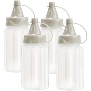 ZIIVARD 4 Pieces Mini Squeeze Bottles 2 OZ Bento Box Plastic Condiment Bottle Tomato Ketchup Honey Salad Dressing Container (style 3)