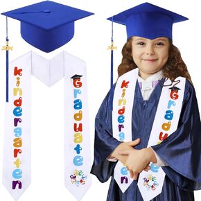 Tarpop Kids Graduation Sash and Kindergarten Graduation Cap with 2024 Tassel Kindergarten Preschool Printed Graduation Stole