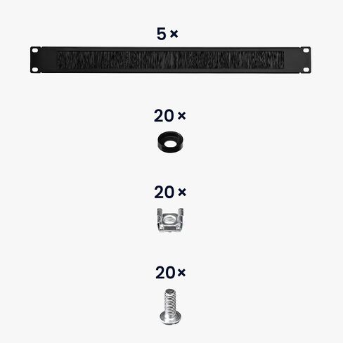 kwmobile Black 1U Brush Panel (3 Pack) - 19 inch Server Rack Cable Management - Manage Rackmount Network and Power Cables - Metal Panels with Brushes in Saudi Arabia