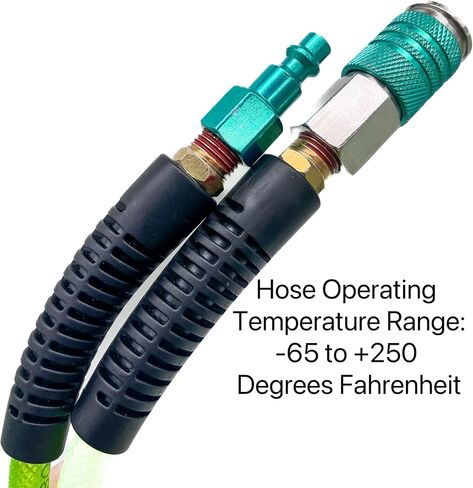 SYXQT Polyurethane(PU) 1/4-Inch x 100FT Reinforced, Air Hose with 1/4" Swivel Solid Steel Colored Universal Quick Coupler and Plug, Light Green in Saudi Arabia