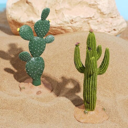 زخارف YOXCASTSLG صبار راتنج، قطعتان مقاس 5. 5 بوصات نباتات صبار ديكور لخزان الزواحف - ملحقات محاكاة موطن الصبار للسلحفاة السحلية التنين الملتحي الحرباء الفهد أبو بريص ثعبان السمك in Kuwait