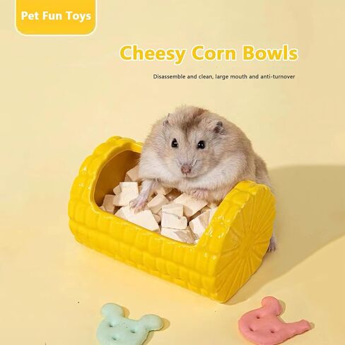 Hamster Food Bowl,Corn Shape Funny Small Animals Pet Bowl for Hamster,Mini Ceramic Food Water Feeding Bowl for Guinea Pigs，Gerbil，Mouse Rat，Chinchilla and Hedgehog (Cream) in Saudi Arabia