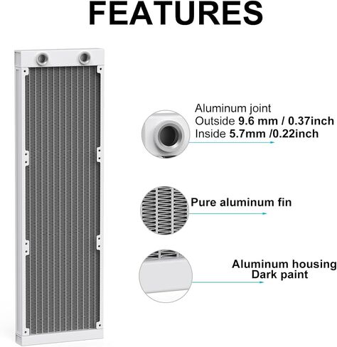 CLYXGS Water Cooling Radiator, 12 Pipe G1/4 Thread Heat Row Radiator 8 Pipe Aluminum Heat Exchanger Radiator for PC CPU Computer Water Cool System 80mm Black in Saudi Arabia