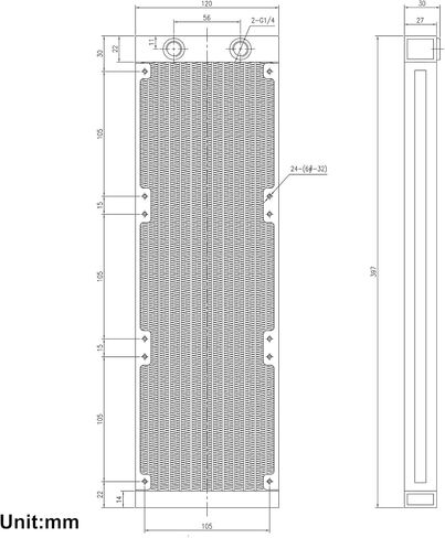 CLYXGS Water Cooling Radiator, 12 Pipe G1/4 Thread Heat Row Radiator 8 Pipe Aluminum Heat Exchanger Radiator for PC CPU Computer Water Cool System 80mm Black in Saudi Arabia