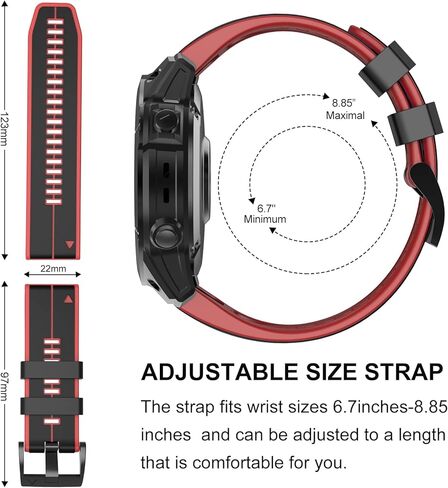 MYSNBKN متوافق مع Garmin Fenix ​​6 Band، حزام سيليكون ناعم سريع الارتداء 22 مم لـ Garmin Fenix ​​5/Fenix ​​5 Plus/Fenix ​​6 Pro/Fenix ​​7/Garmin Forerunner 935/Forerunner 945/Forerunner 955/Garmin Quatix 5 Smartwatch in Kuwait