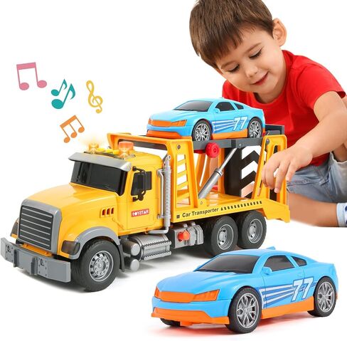 Kids Truck Toys for 3 4 5 6 7 Years Old Boys, 15" Large Tow Truck Toy Transport Truck Crane Toy with Roadster, Toddler Trucks Toy Car Boy Toys Birthday Gifts for Boys 3-5 with Lights Sounds in Saudi Arabia