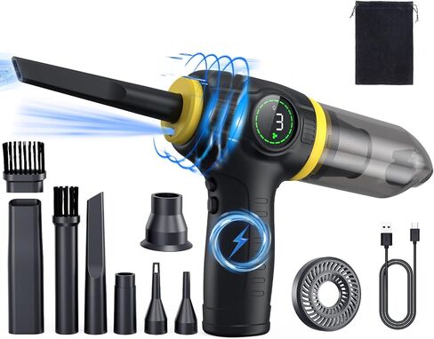 AIMILER Air Duster، بديل مثالي لعلب الهواء المضغوط، منظف لوحة المفاتيح، منظف الكمبيوتر، منفضة هواء لاسلكية، حتى 160,000 دورة في الدقيقة، منفضة 9000 مللي أمبير في الساعة in Kuwait