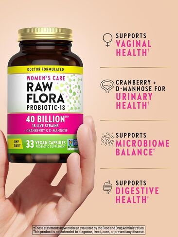 Nature's Truth Raw Flora Probiotics for Women | 40 Billion CFU | 33 Vegan Capsules | with Cranberry & D-Mannose | Vegan & Gluten Free Vitamins in Saudi Arabia